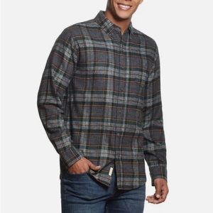 Weatherproof Vintage Mens Green Blue & Gray Plaid Cotton Flannel Shirt Size M